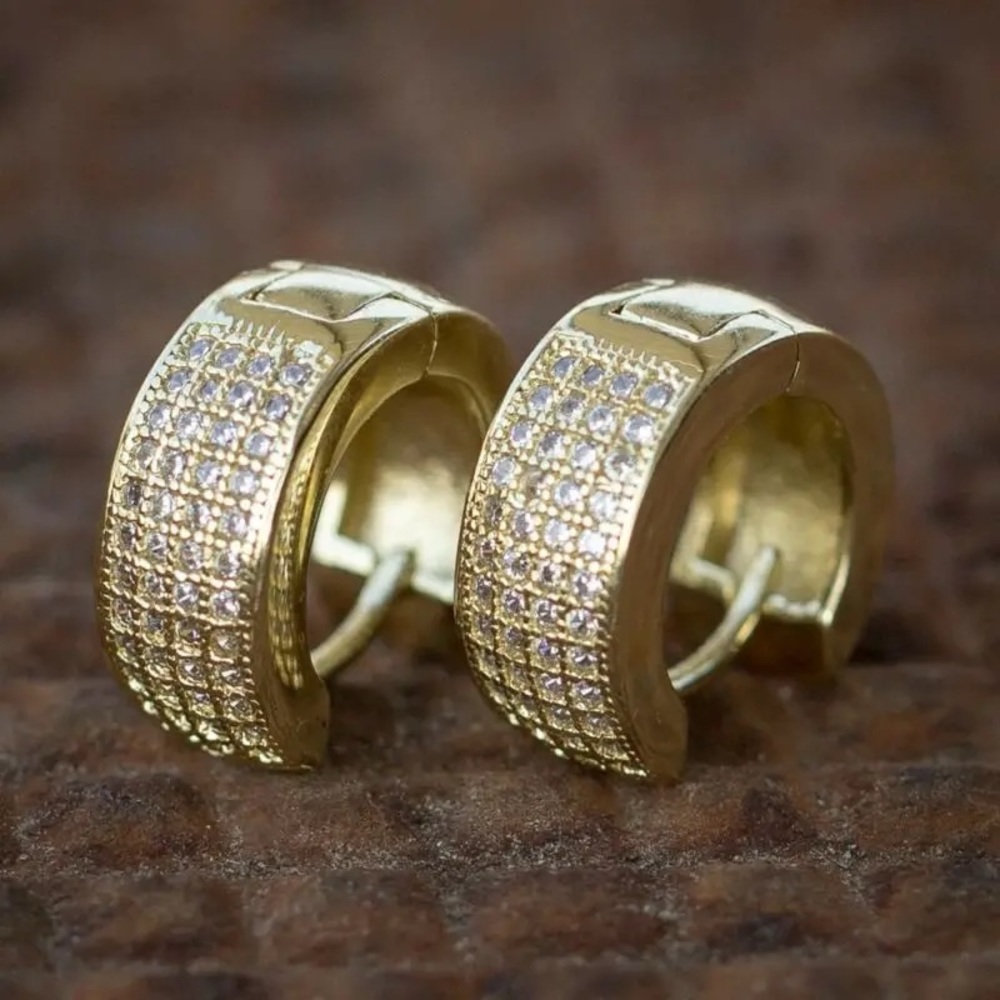 NEW Cool Men Women Silver Gold Color Punk Round Hoop Stud Earrings - Picture 3 of 5